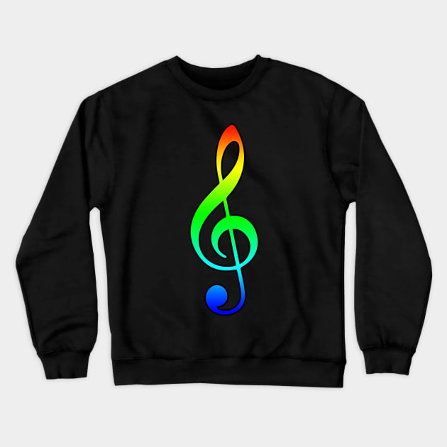 Rainbow Treble Clef Crewneck Sweatshirt by Kelly Louise Art